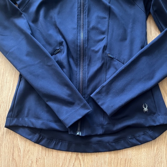 Spyder Long Sleeve full zip hooded yoga jacket Navy EUC S - Picture 3 of 6